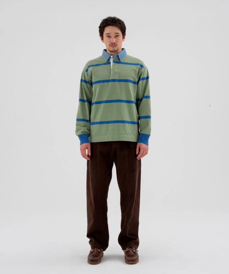 Gramicci Langdon Rugby Shirt in Olive / Blue