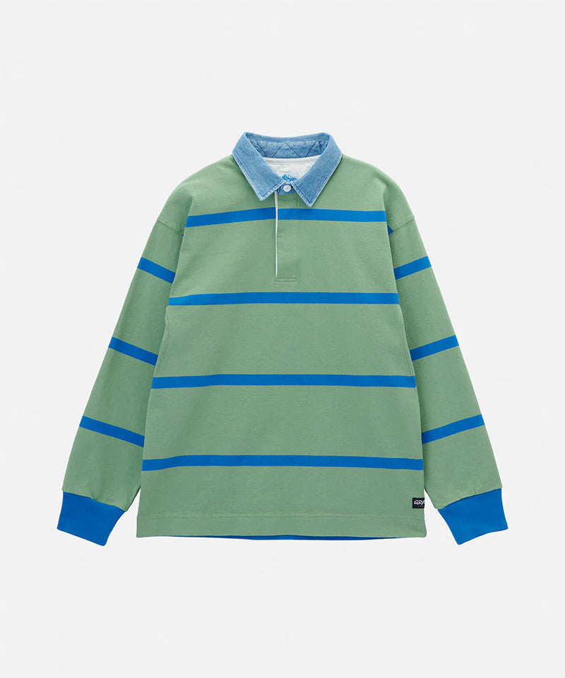 Gramicci Langdon Rugby Shirt in Olive / Blue