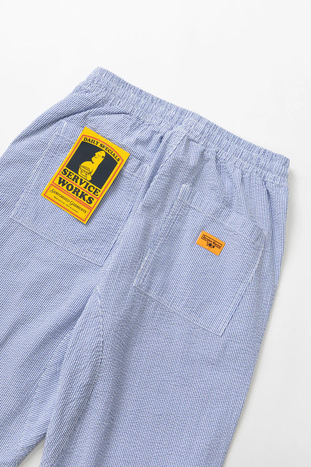 Service Works Seersucker Chef Pants in Navy Stripe