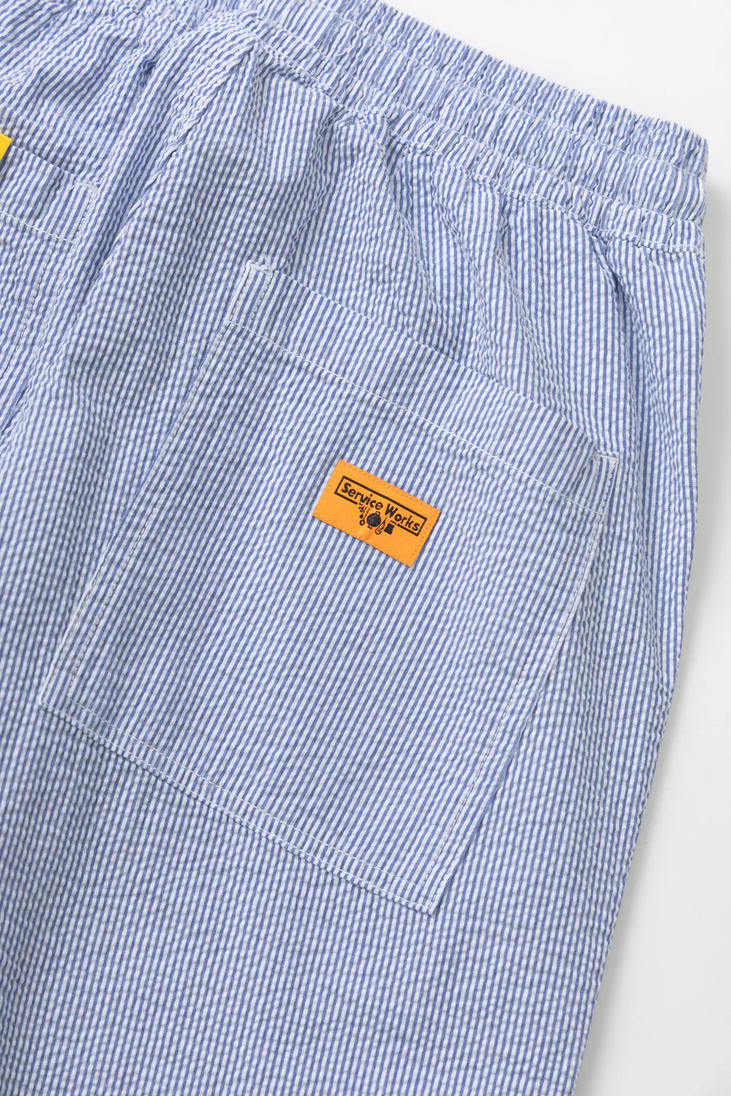 Service Works Seersucker Chef Pants in Navy Stripe