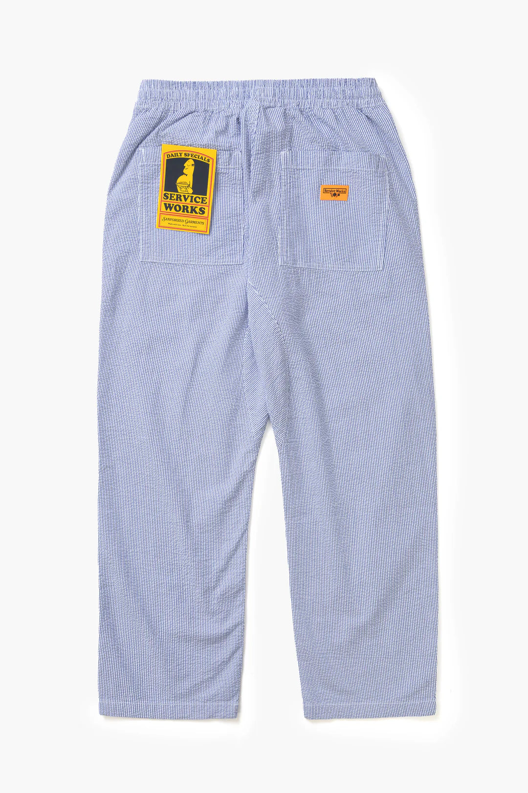 Service Works Seersucker Chef Pants in Navy Stripe