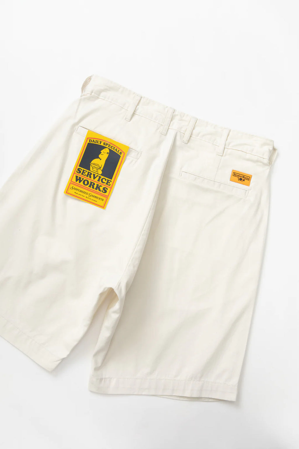 Service Works Twill Part Timer Shorts in Off White