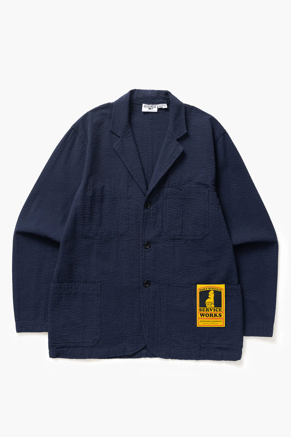 Service Works Seersucker Server Suit Jacket in Dark Navy