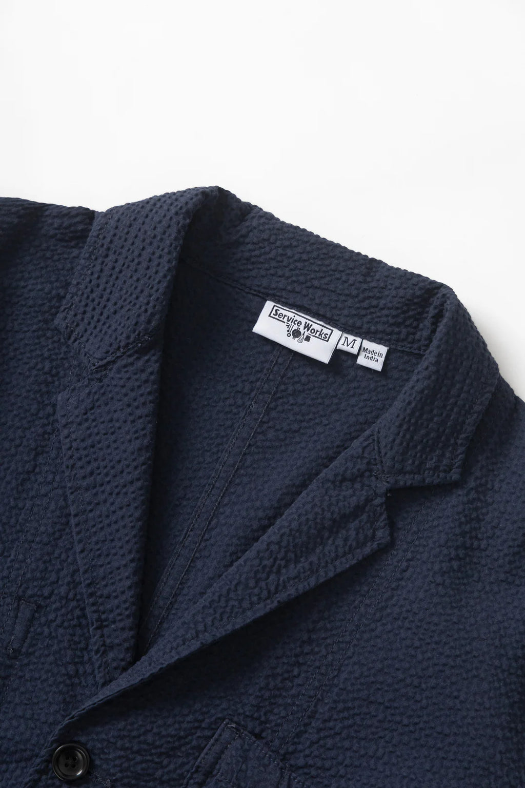 Service Works Seersucker Server Suit Jacket in Dark Navy