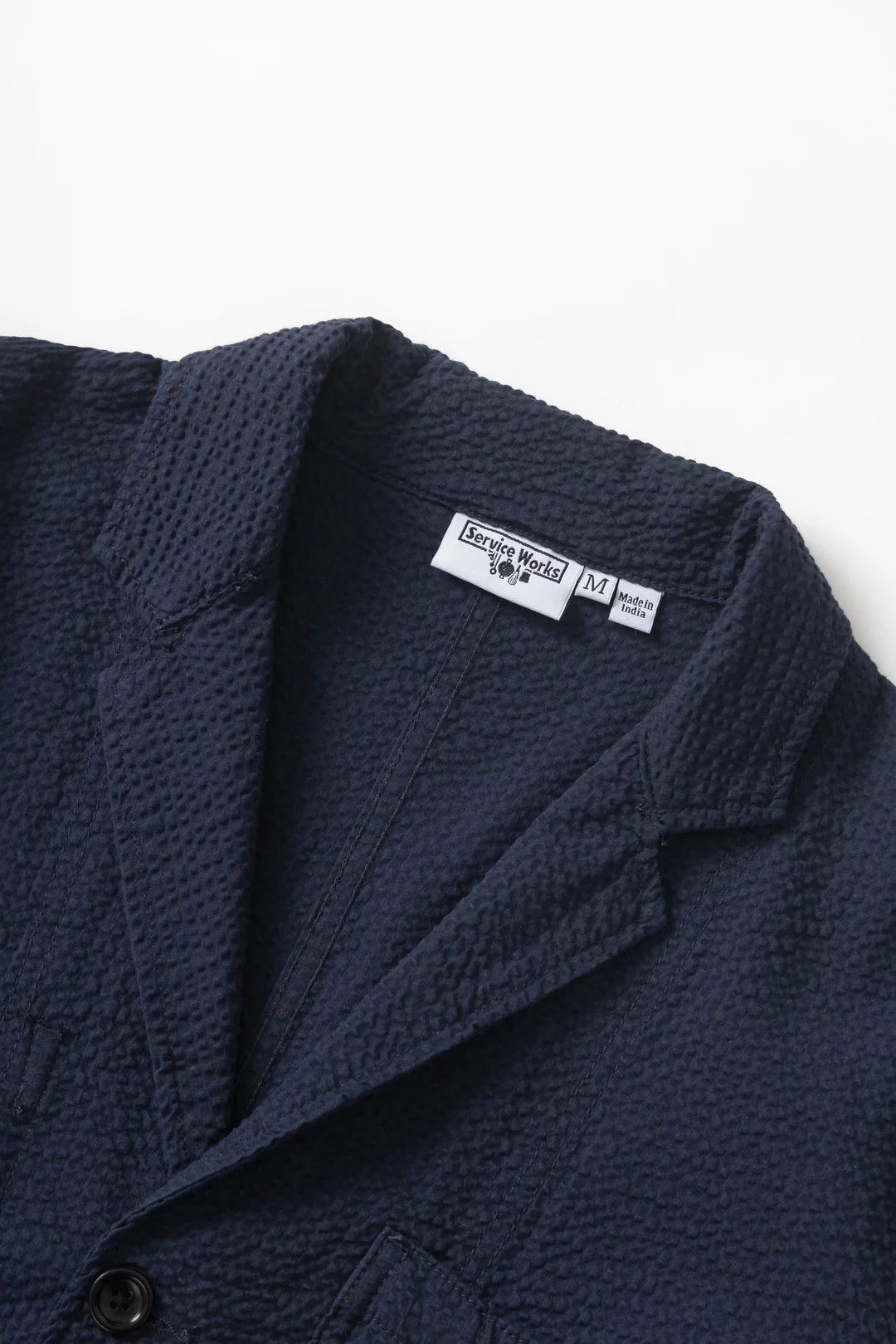 Service Works Seersucker Server Suit Jacket in Dark Navy