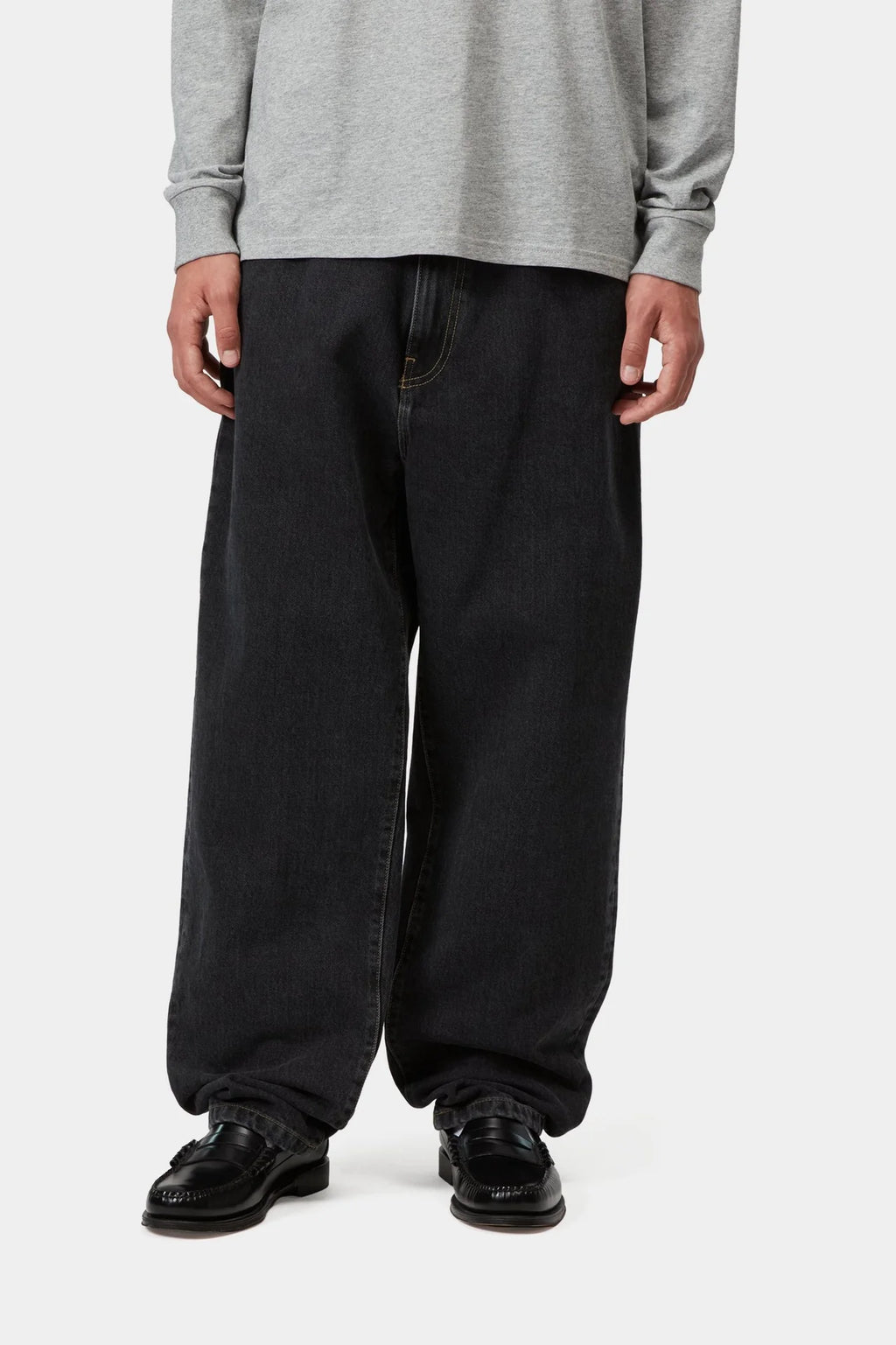 Carhartt WIP Aaron Pant in Black Stone Washed