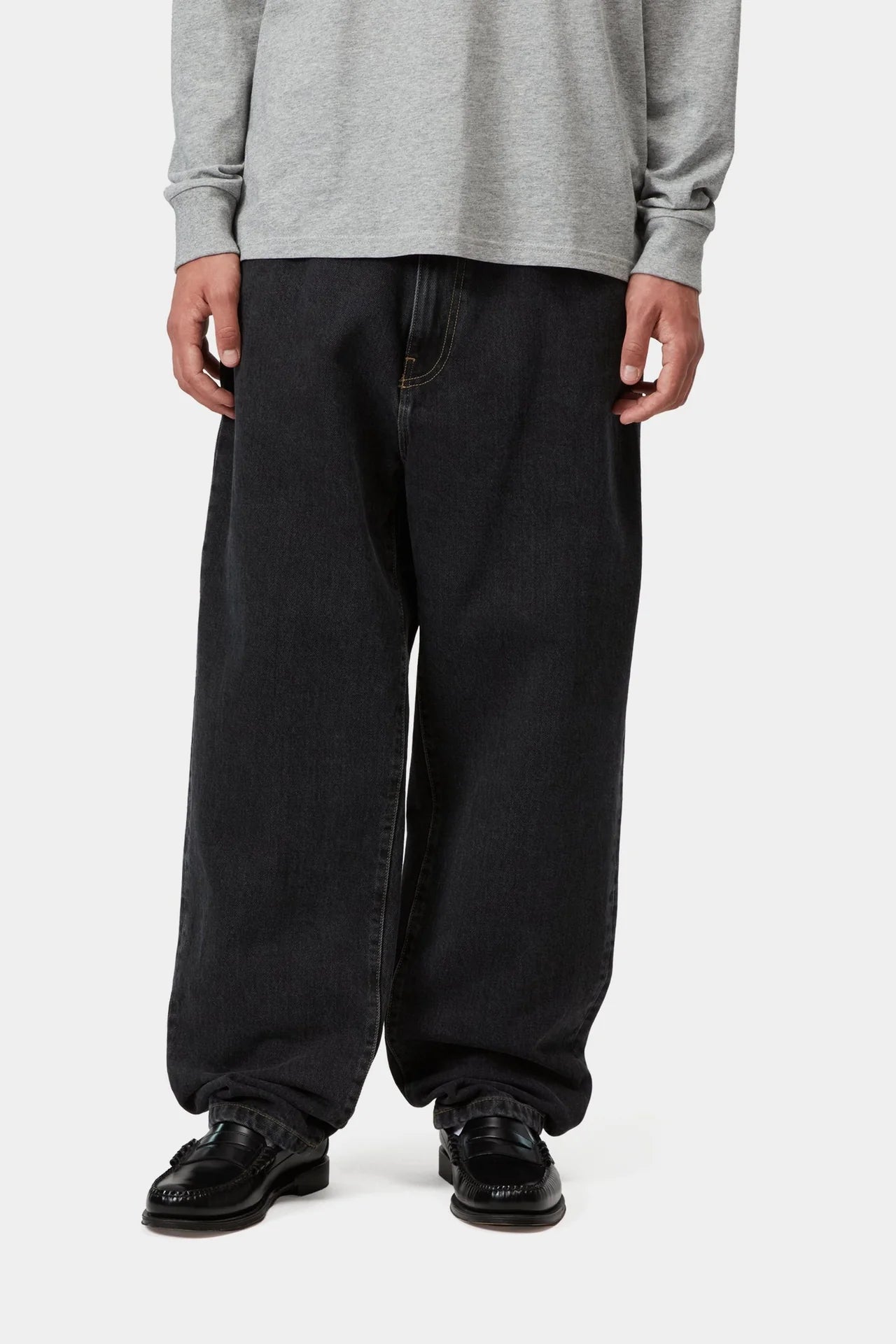 Carhartt WIP Aaron Pant in Black Stone Washed