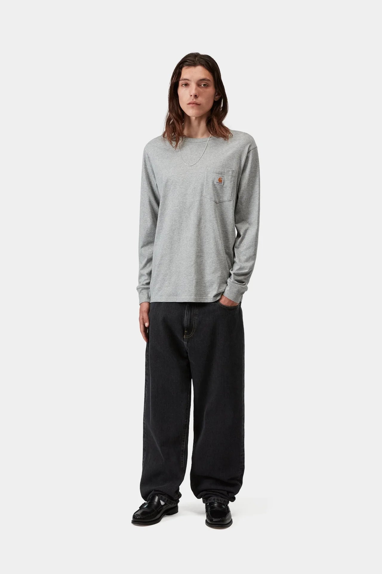 Carhartt WIP Aaron Pant in Black Stone Washed
