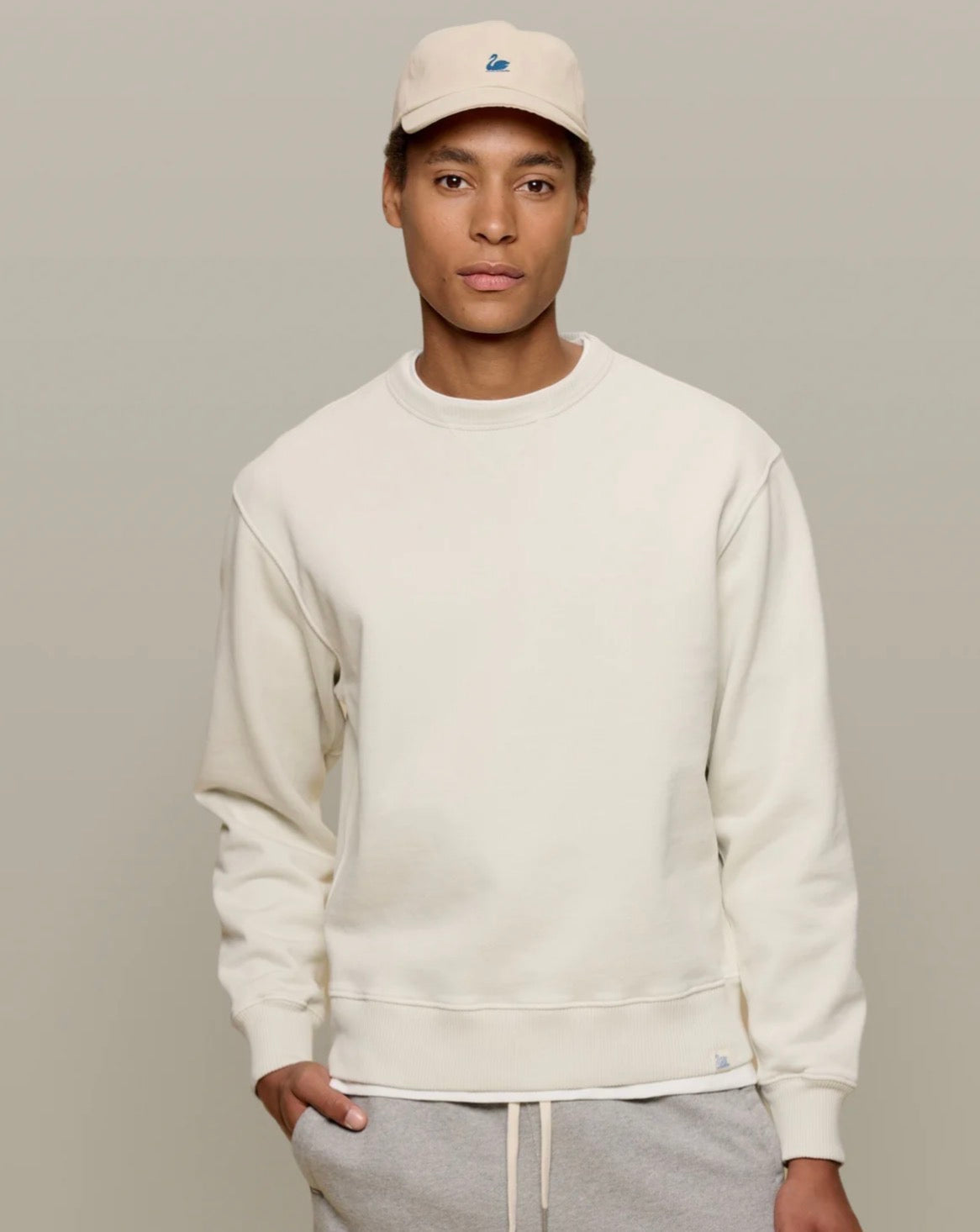 Merz B. Schwanen Authentic Fleece Classic Fit Sweatshirt in Nature