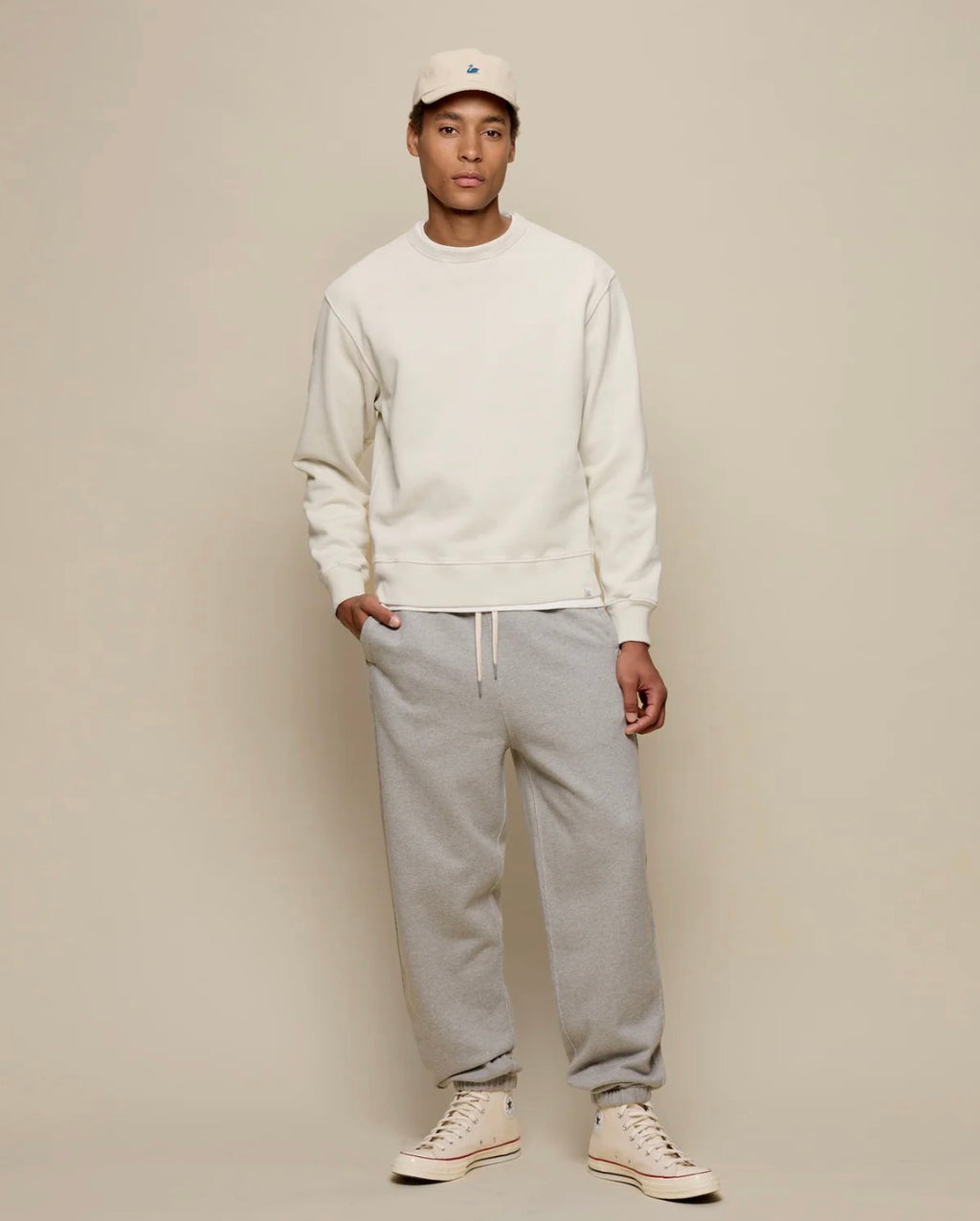Merz B. Schwanen Authentic Fleece Classic Fit Sweatshirt in Nature