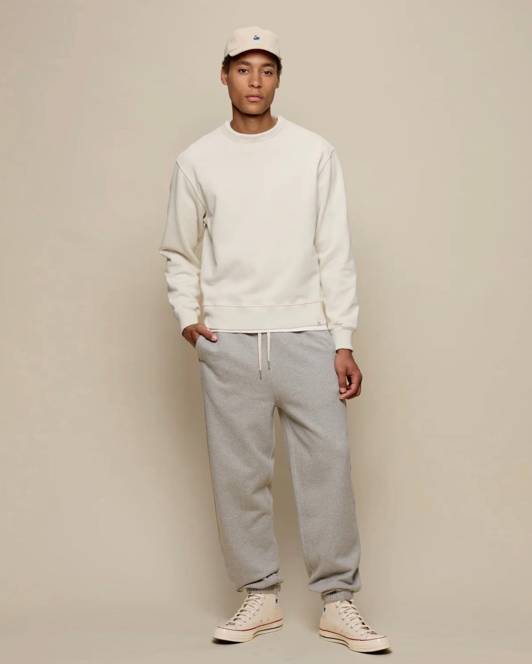 Merz B. Schwanen Authentic Fleece Classic Fit Sweatshirt in Nature