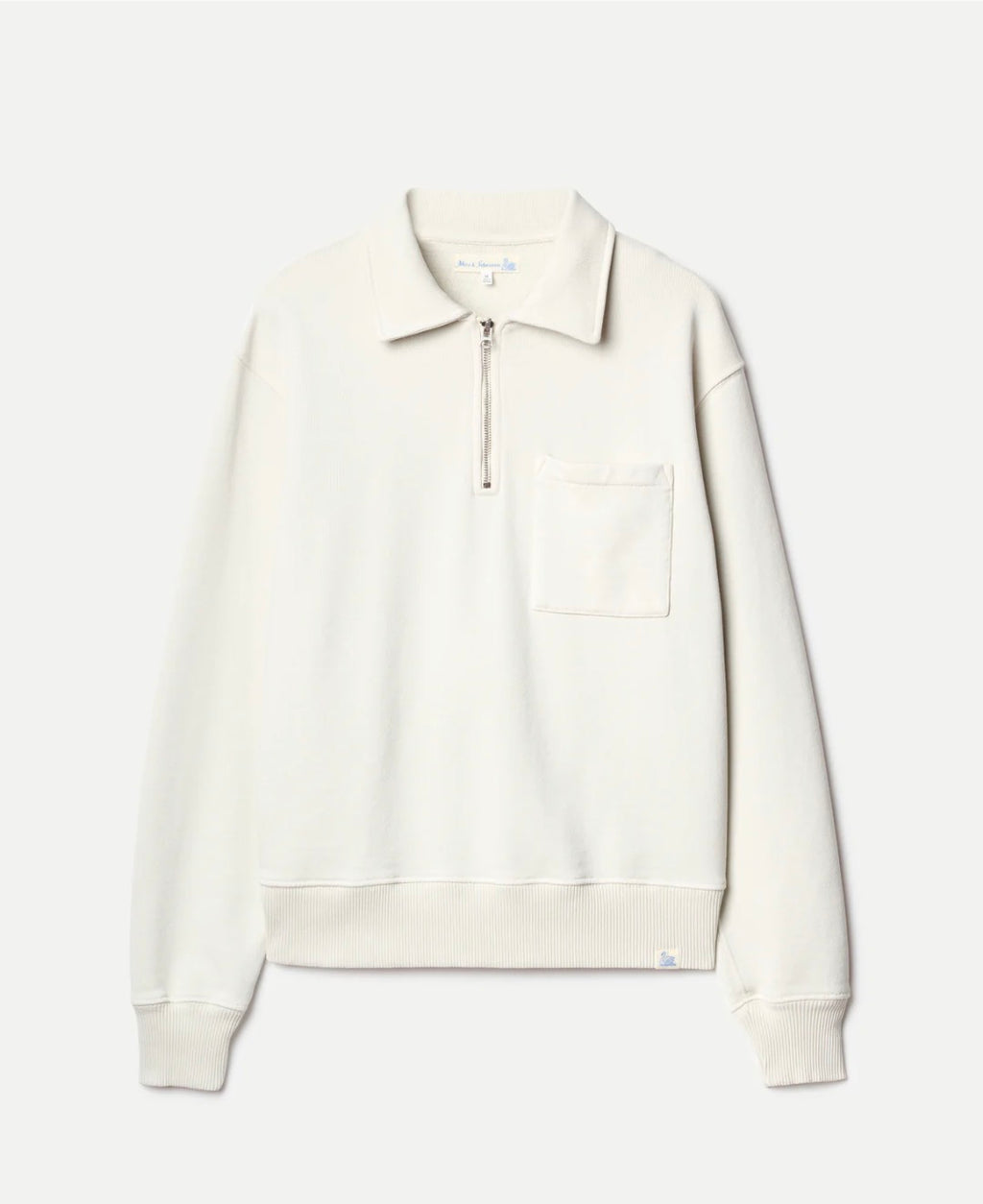 Merz B. Schwanen Authentic Fleece Quarter Zip Cotton Sweatshirt in Nature