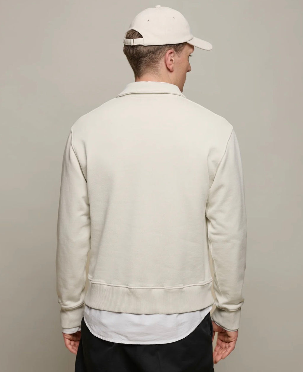 Merz B. Schwanen Authentic Fleece Quarter Zip Cotton Sweatshirt in Nature