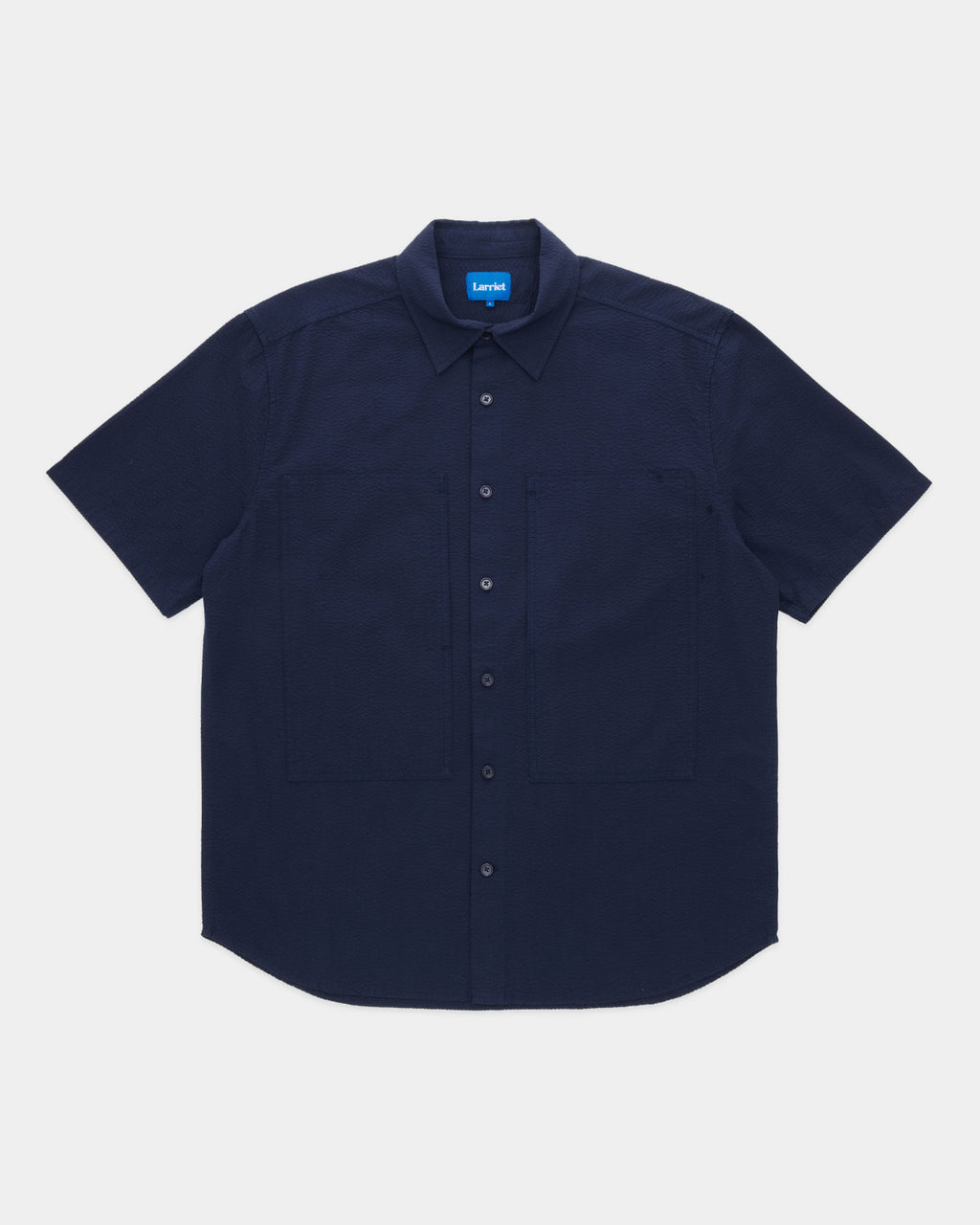 Larriet Cliff Short Sleeve Shirt in Navy Seersucker