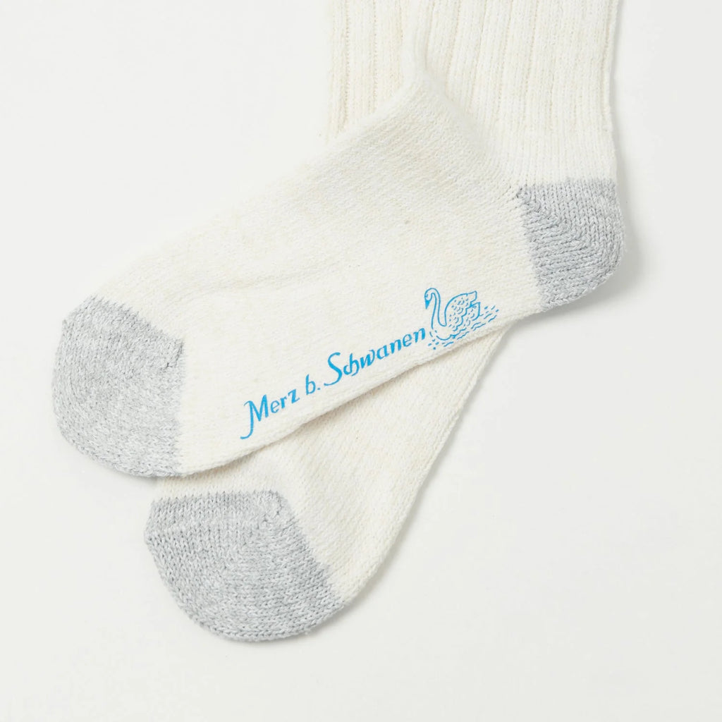 Merz B. Schwanen GS05 Recycled Cotton Socks in Nature/Swan Blue