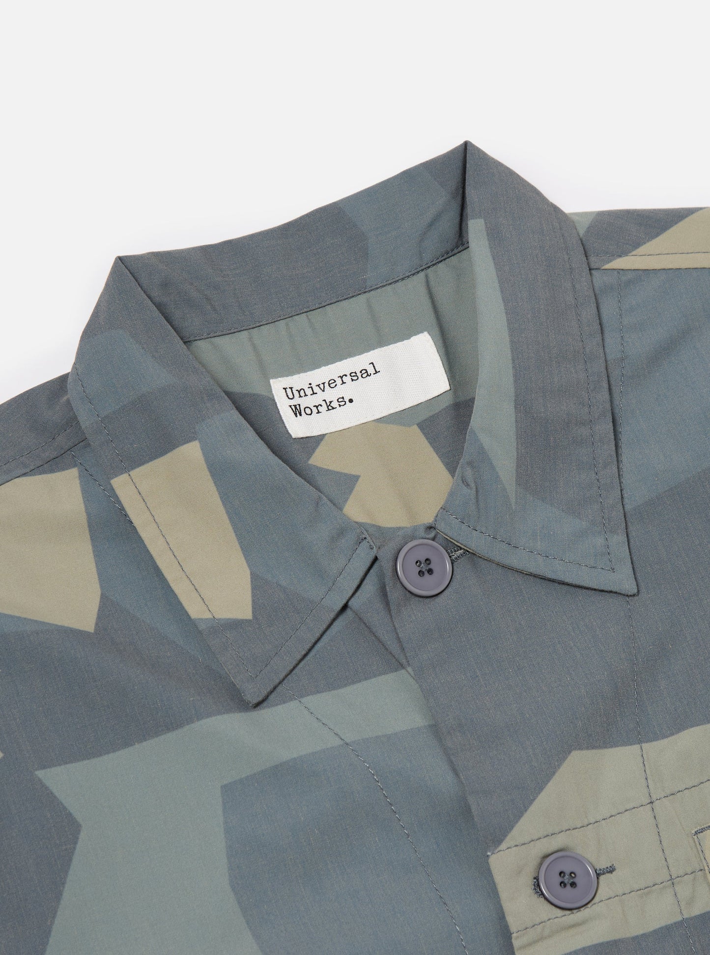 master-piece x Universal Works Tech Overshirt in Blue Camo Recycled Polytech