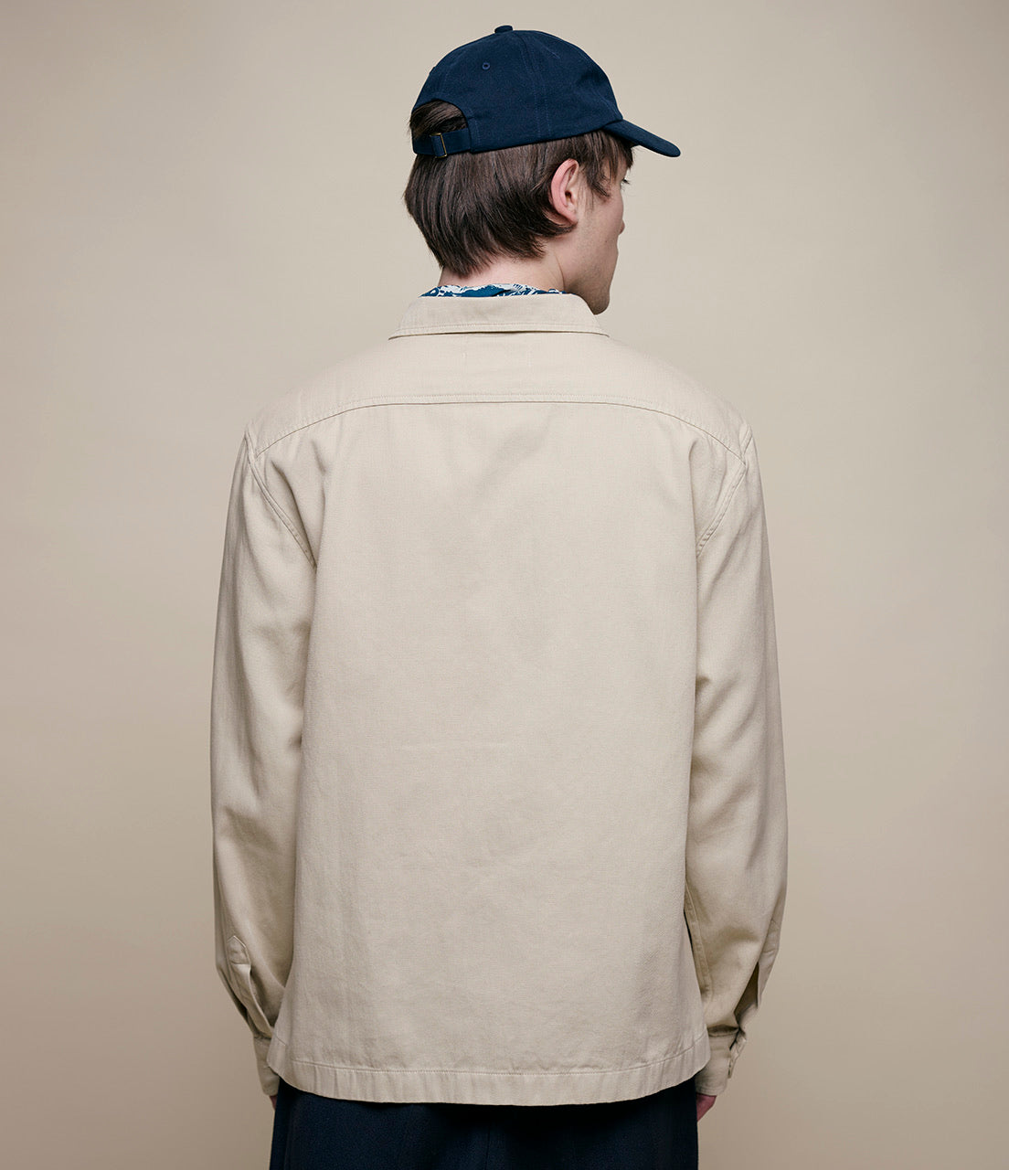 Merz b. Schwanen Worker's Cotton Twill Long Sleeve Shirt in Light Khaki