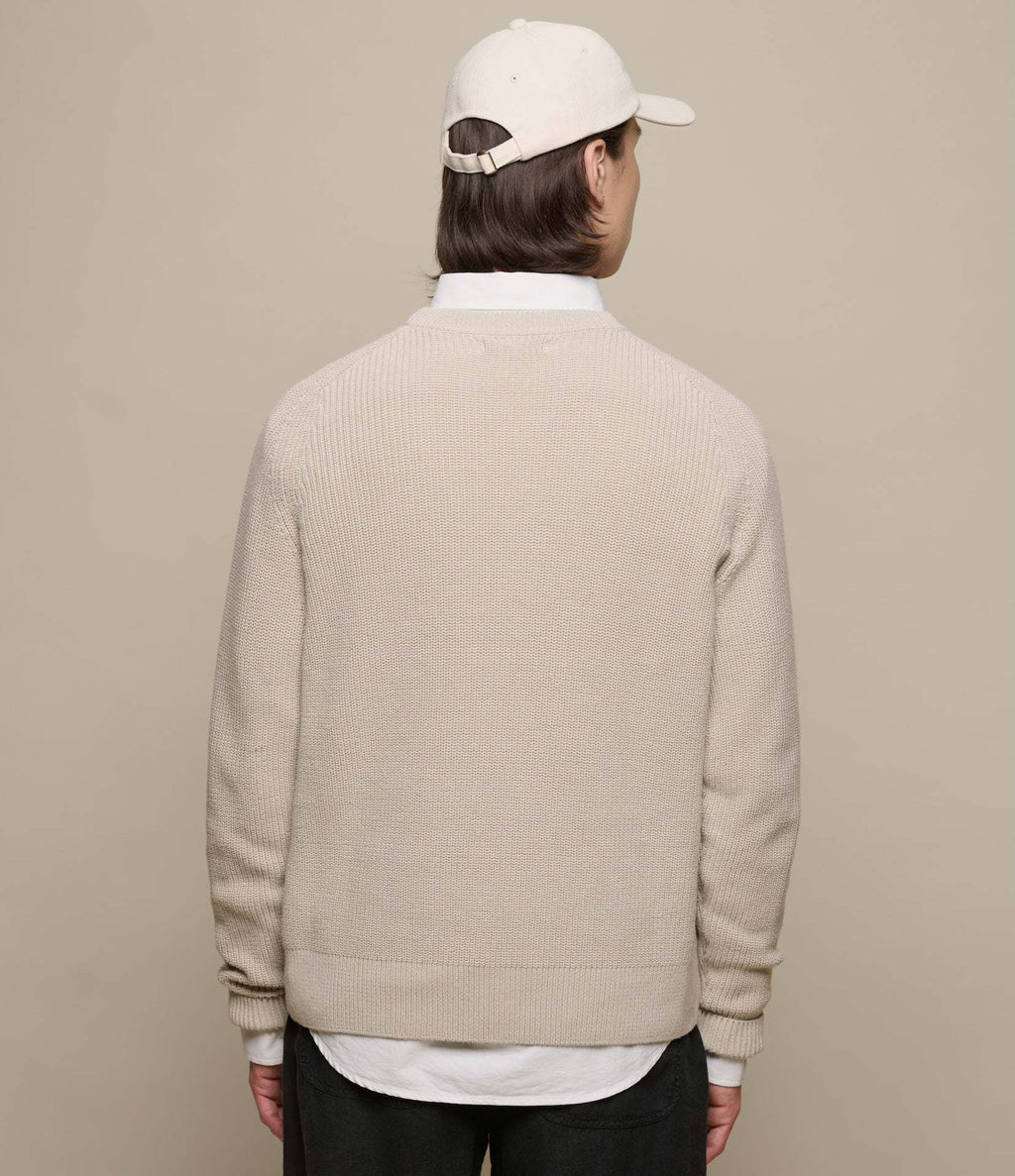Merz B. Schwanen men's sand ribbed organic cotton crew neck sweater