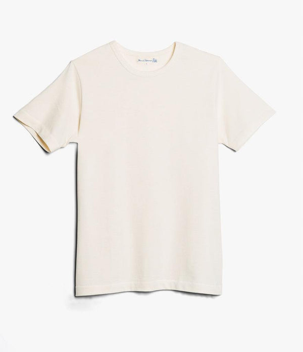 Merz B. Schwanen classic natural loopwheeled organic cotton T-shirt with crew neck and short sleeves