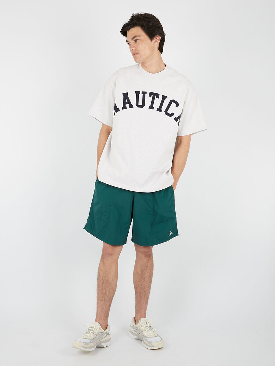 Nautica Japan Arch Logo Piece Dyed Tee in Light Gray