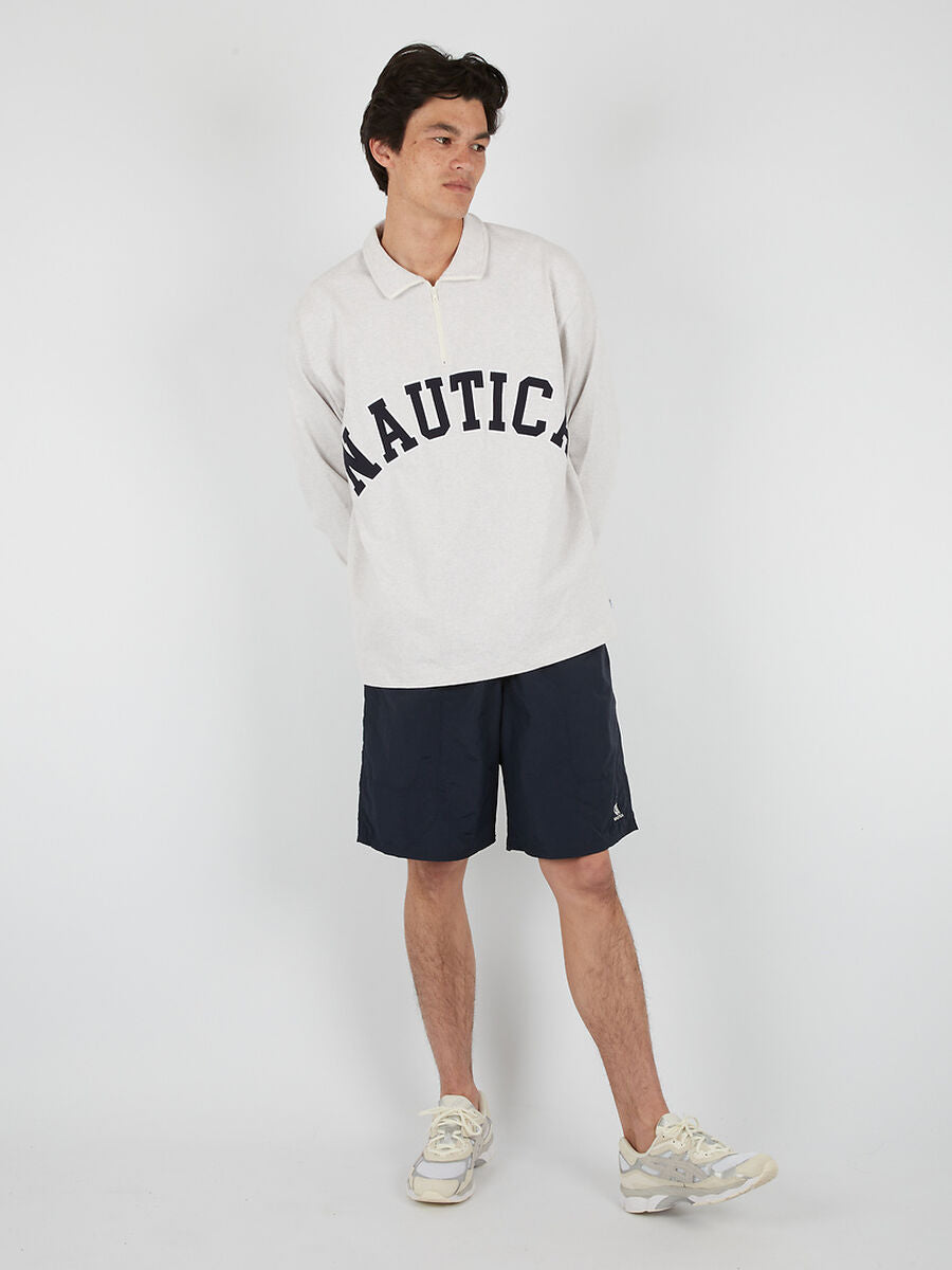 Nautica Japan Arch Logo Half Zip LS White