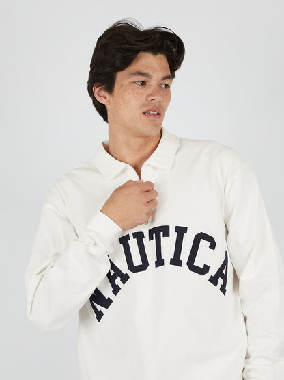 Nautica Japan Arch Logo Half Zip LS White