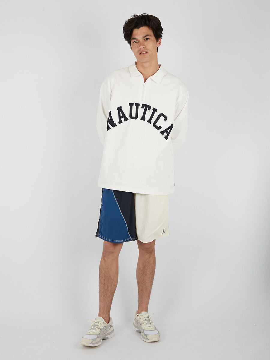 Nautica Japan Arch Logo Half Zip LS White