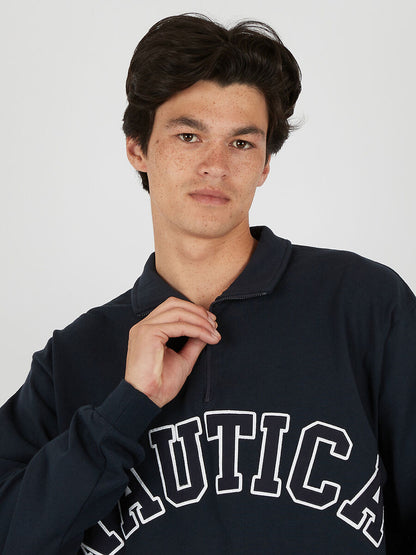 Nautica Japan Arch Logo Half Zip LS Navy