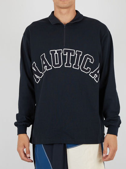 Nautica Japan Arch Logo Half Zip LS Navy