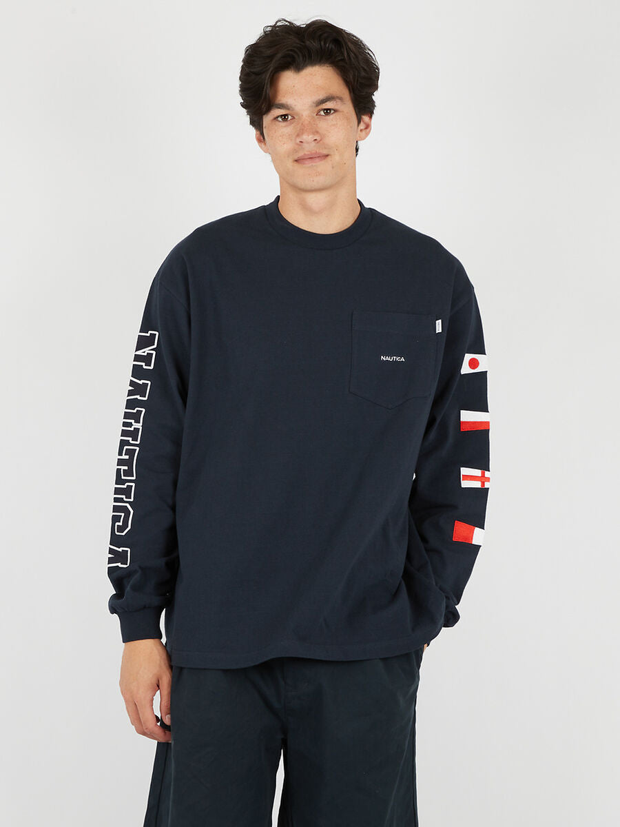 Nautica Japan Sleeve Signal LS Tee Navy