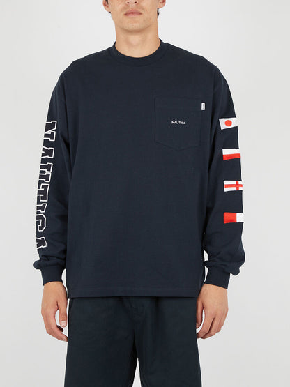 Nautica Japan Sleeve Signal LS Tee Navy