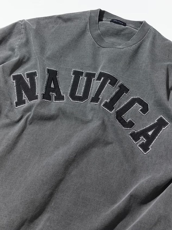 Nautica Japan Arch Logo Pigment Dyed Tee in Charcoal