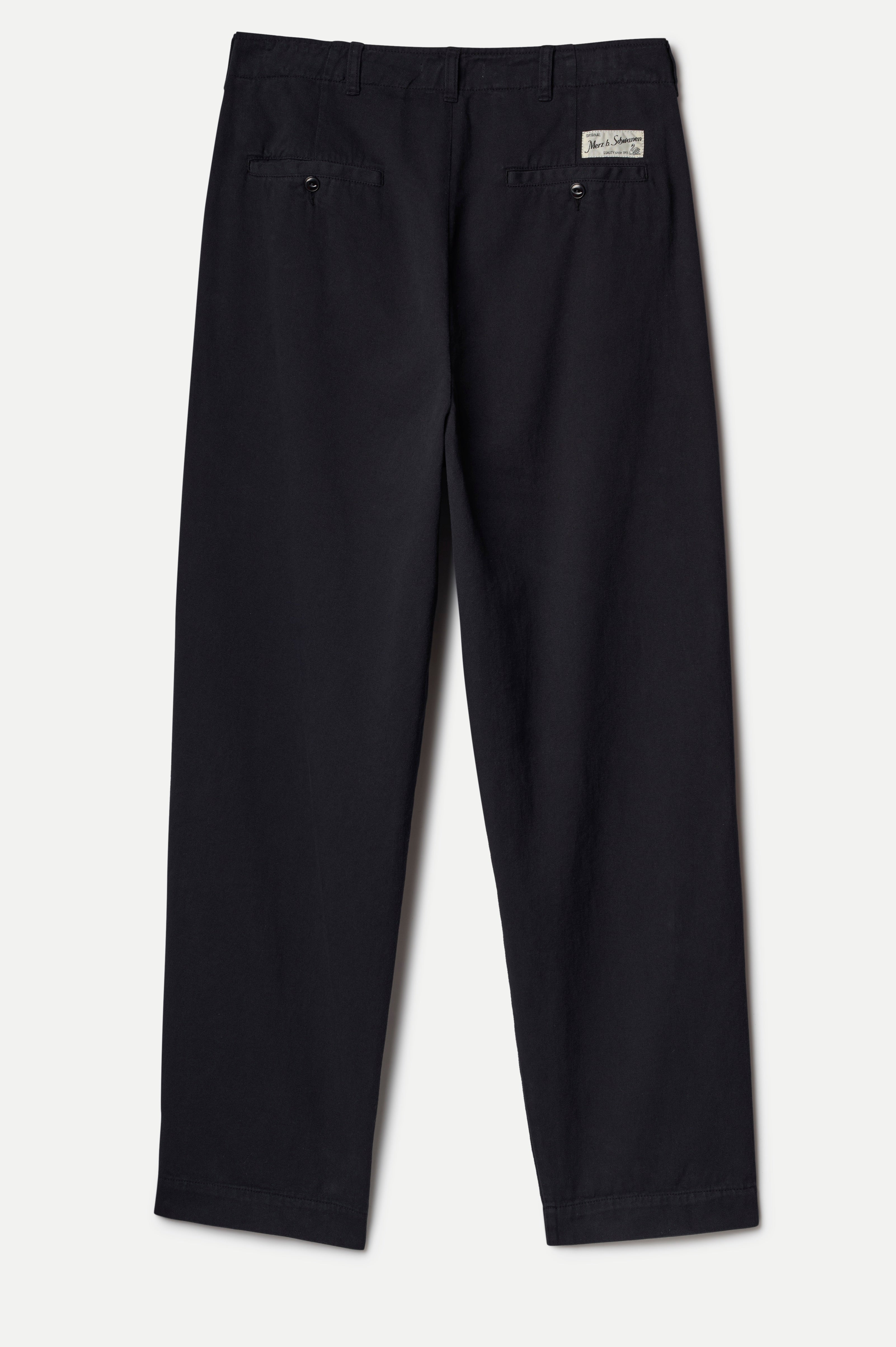 Merz b. Schwanen Pleated Twill Pants in Deep Black