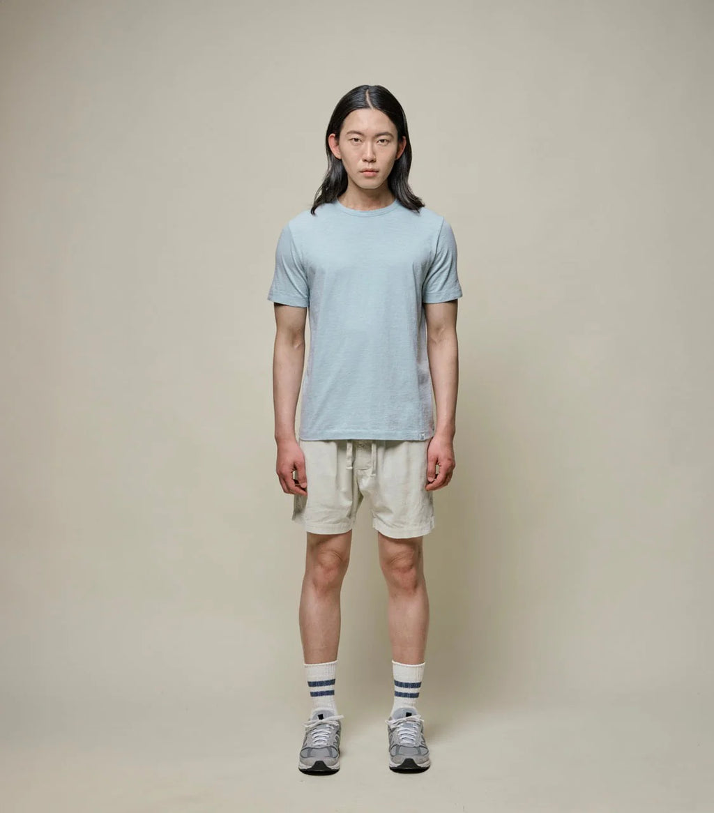 Merz b. Schwanen SCT04 Unisex Pima Slub Cotton Tee in Ice Blue