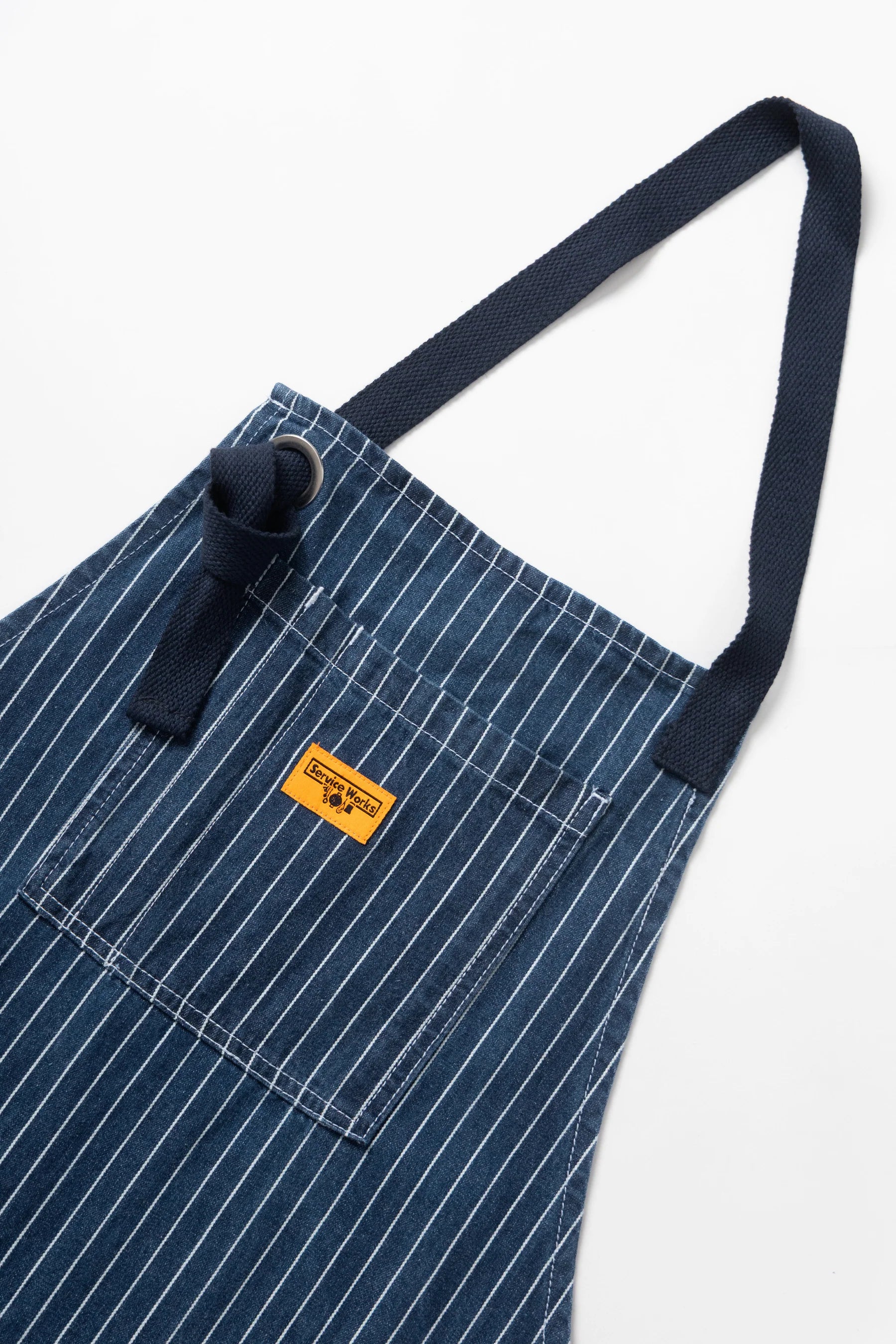 Service Works Pinstripe Denim Apron in Indigo