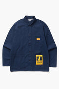 Service Works Canvas Chore Shirt in dark navy organic cotton canvas with patch pockets and button front closure