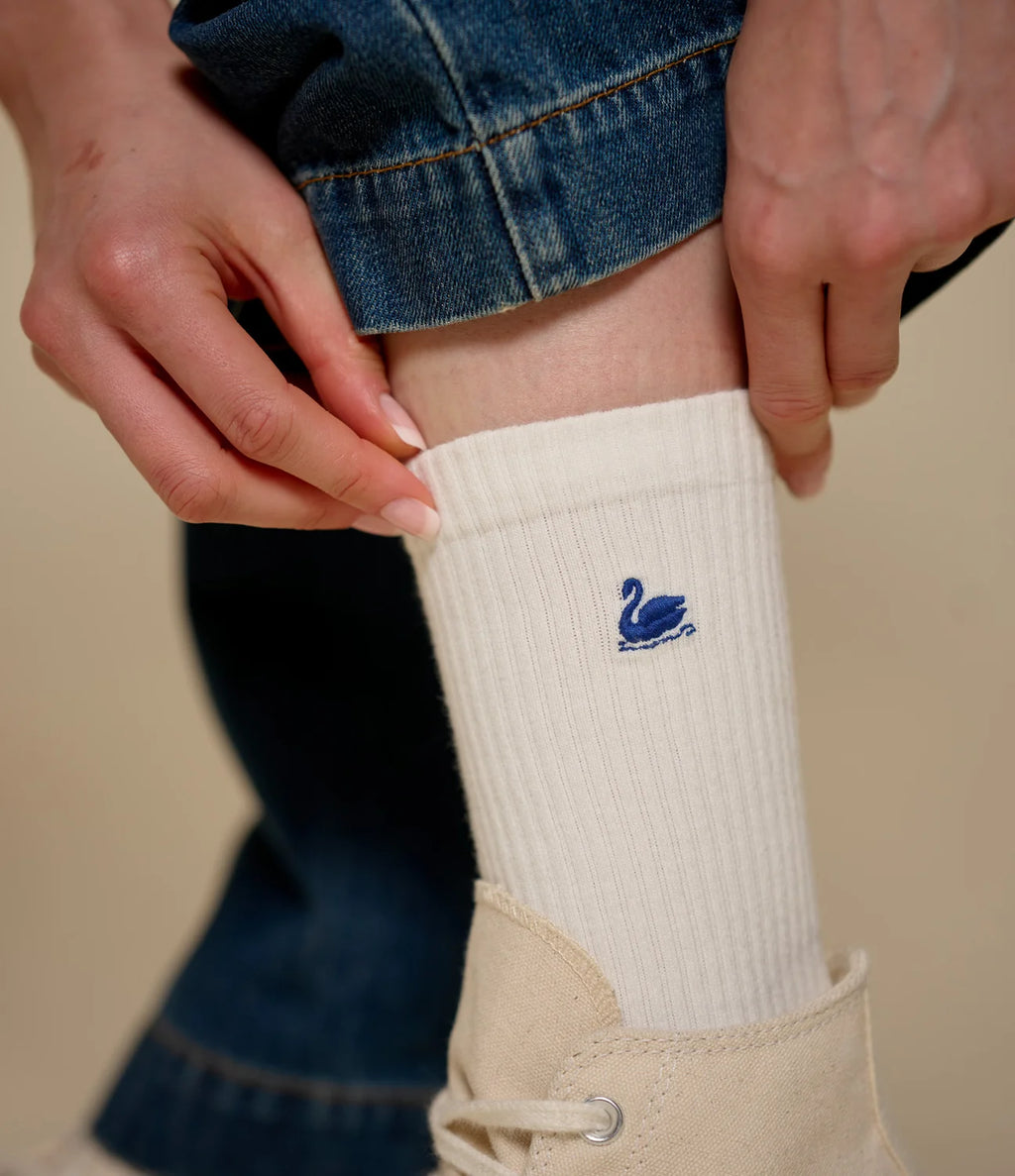 Merz b. Schwanen Classic Tennis Socks (2-pack) in White