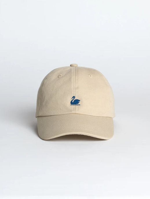 Merz b. Schwanen Swan Logo Cotton Twill Cap in Light Khaki