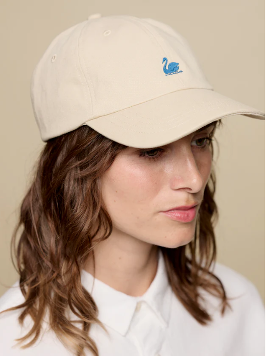 Merz b. Schwanen Swan Logo Cotton Twill Cap in Light Khaki