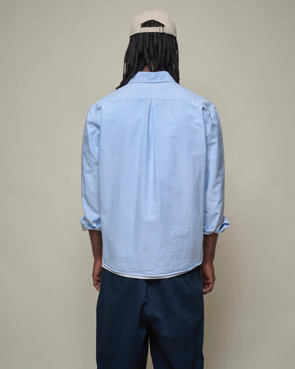 Merz b. Schwanen Modern Cut Cotton Oxford Shirt in Blue