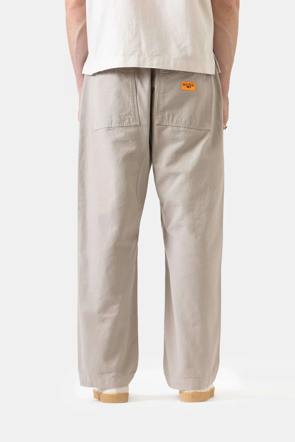 Service Works Classic Chef Pants in stone color with elasticated waist and fatigue-style pockets