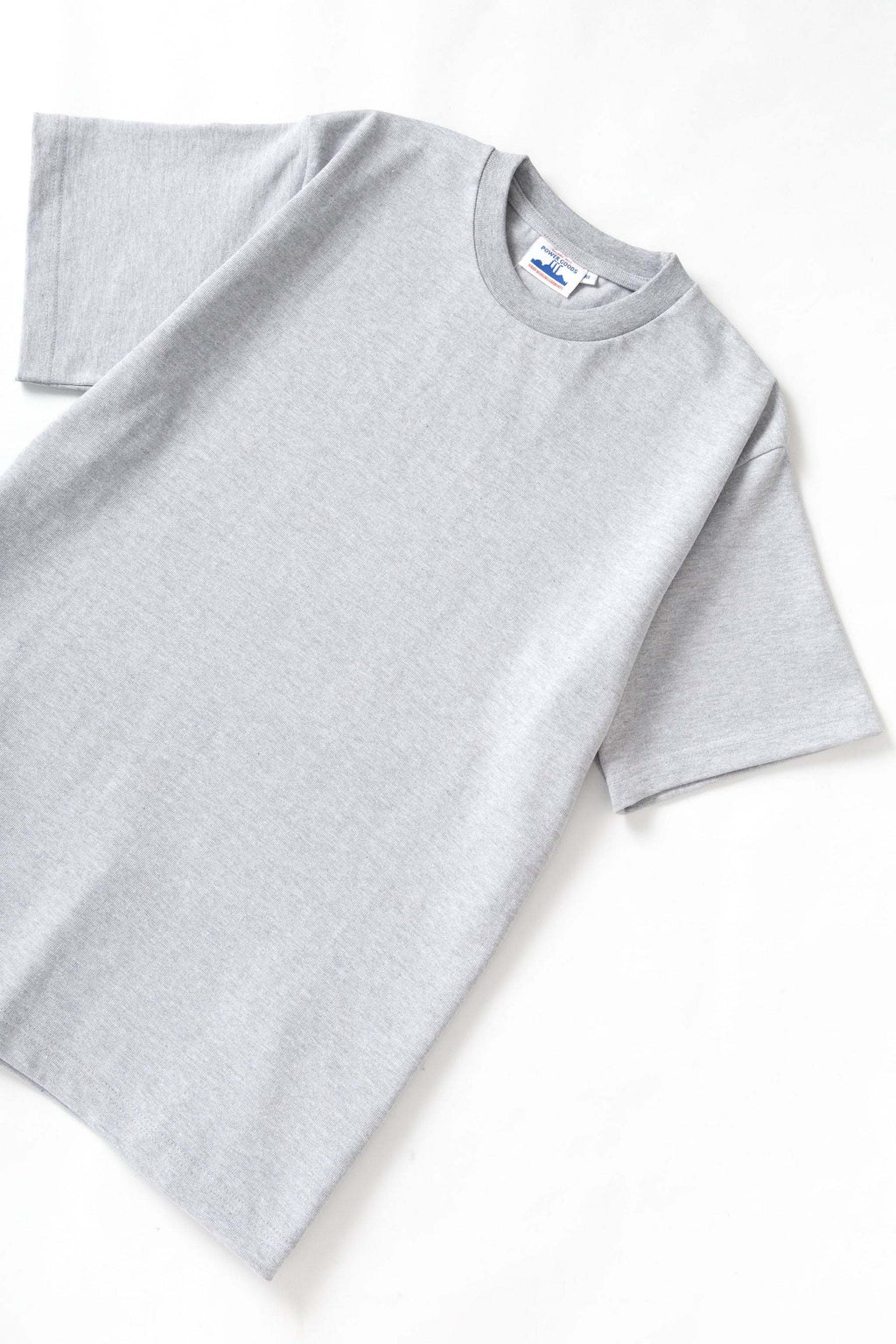 Power Goods Super Weight Tee Heather Grey organic cotton heavy-duty neckline