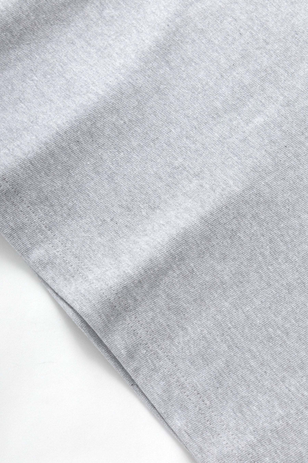 Power Goods Super Weight Tee in heather grey organic cotton with stay-round neckline