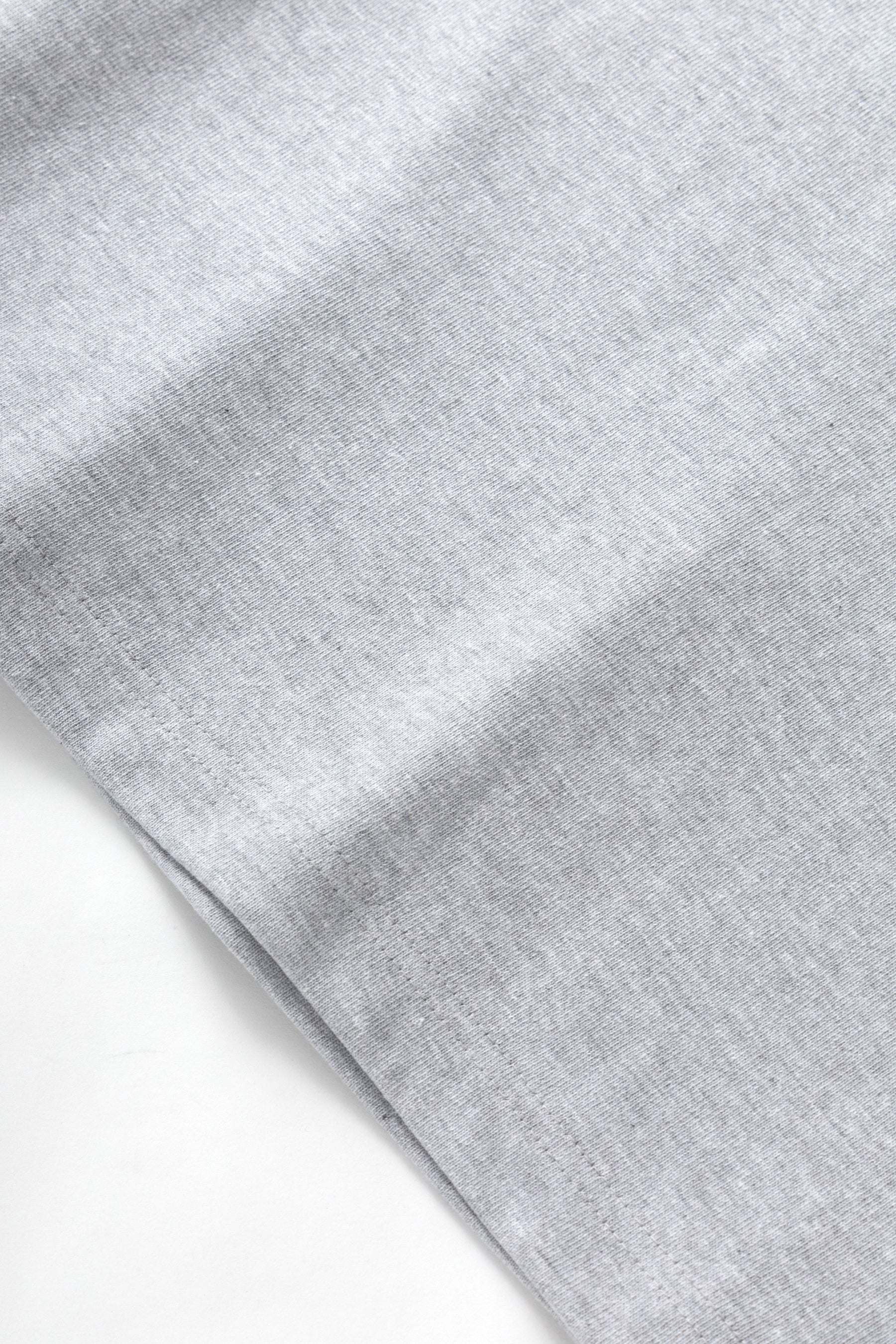 Power Goods Super Weight Tee in heather grey organic cotton with stay-round neckline
