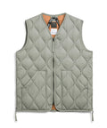 TAION Soft Shell Military Zip V-Neck Down Vest in Dark Sage Green