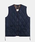 TAION Military Zip V-Neck Down Vest in Dark Navy