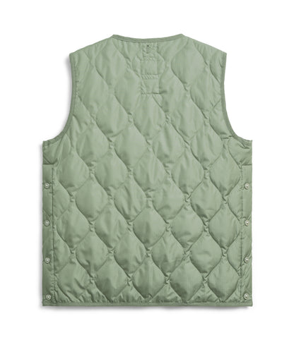 TAION Military Crew Neck Down Vest in Sage Green