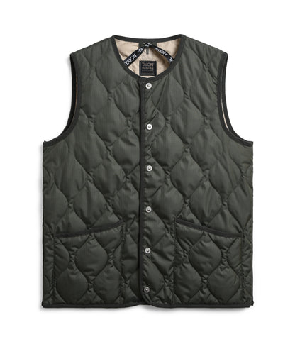 TAION Military Crew Neck Down Vest in Dark Olive