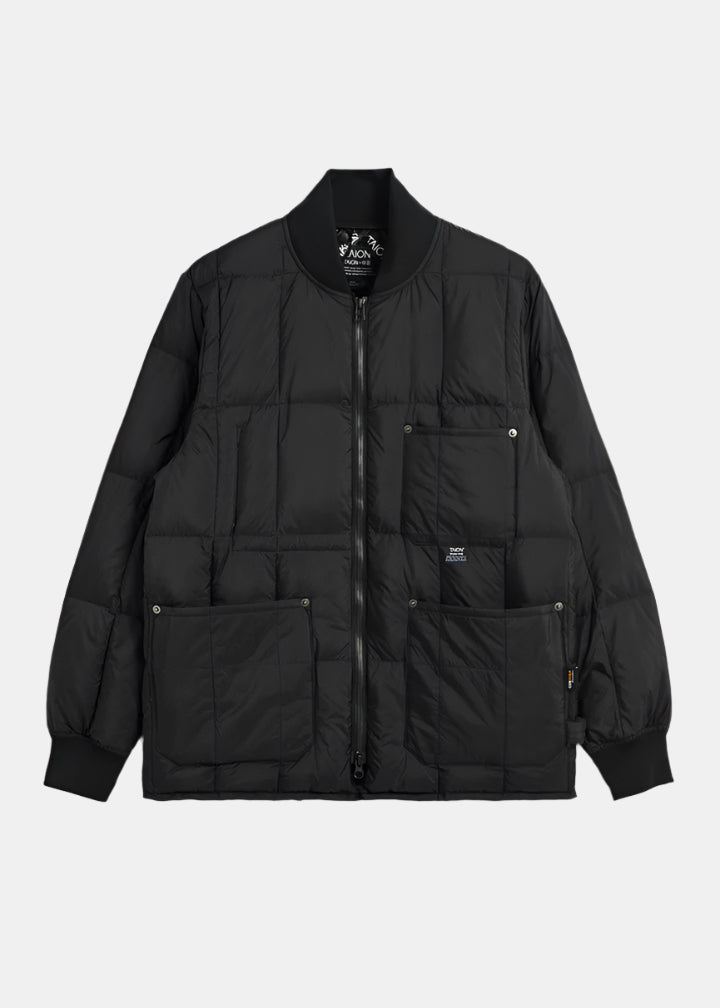 TAION Work W-Zip Rib Down Jacket in Black