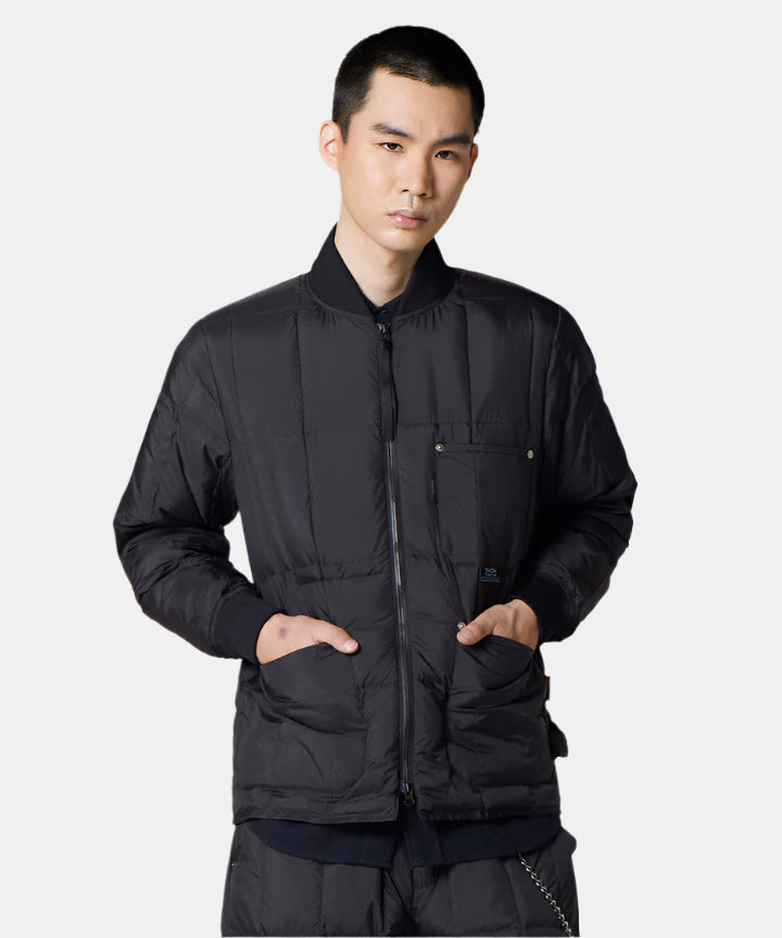 TAION Work W-Zip Rib Down Jacket in Black